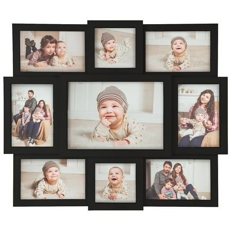 Collage Wall Photo Frame 9 Opening Window Photo Frame Wall Hanging Selfie Gallery Style Collage - 9 Photo Sockets - Wall Mounting Design - 16