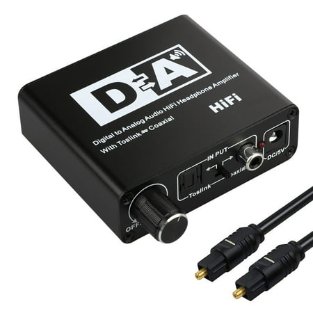 TSV Digital to Analog aduio Converter with 2m Toslink Cable for DAC HiFi Headphone Amplifier Optical W/Toslink Coaxial