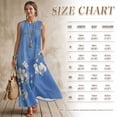 thumbnail image 7 of Xoenoiee Blue Cherry Blossom Print Women's 2026 Summer Flowy Maxi Dresses with Pockets, Cotton Linen Casual Sleeveless Ruffle Beach Long Bohemian Dress Crewneck Pleated Sundresses, Size M, 7 of 7