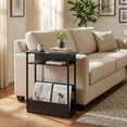 thumbnail image 2 of End Table for Narrow Space, 3 Tier Narrow Side Tables Modern Sofa Table with Storage Shelf, Bedside Table Slim Nightstand with Magazine Rack Living Room Home Office,Black, 2 of 11