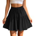 thumbnail image 2 of FASHOFT Summer Skirts for Women Flowy Casual Skorts Ruffle Tiered Skirts Cute Skorts Built in Shorts with Pocket High Waisted Pleated Ruffle Skort Boho Floral Skirts Black L, 2 of 4