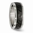 thumbnail image 4 of Stainless Steel Polished Black IP Grooved Ring Size: 13; for Adults and Teens; for Women and Men, 4 of 6