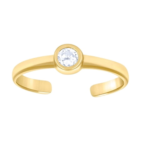 14k Yellow Gold Womens Cubic Zirconia Fashion toe ring 3.8x1.6mm Wide toe ring for Women - .7 Grams