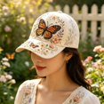 thumbnail image 5 of Forestwhale 3D Beaded Butterfly Hat Rhinestone Floral Baseball Cap Boho Garden Adjustable Sun Hat for Casual Daily, 5 of 5