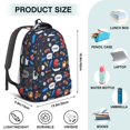 thumbnail image 5 of Football and Basketball Navy Pattern Backpack for School, Cute School Bag with Adjustable Shoulder Straps and Padded Back, 16.9"x12.6"x5.9", 5 of 5