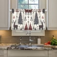 thumbnail image 2 of Yayeee Kitchen Curtains Tier Pair Light Filtering 27"x36" Rod Pocket Short Cafe Window Panel, Beige Christmas Forest, 2 of 7