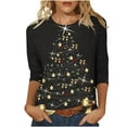 thumbnail image 2 of Luxalzxs Womens 3/4 Sleeve Tops and Blouses Cute Funny Plus Size Christmas Tee Shirt Fashion Casual Holiday Tops, 2 of 5