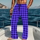 thumbnail image 1 of Pantalones de pijama largos para hombre, informales, con estampado a cuadros, holgados, deportivos, elásticos, rectos, vintage, con bolsillos, 1 of 6