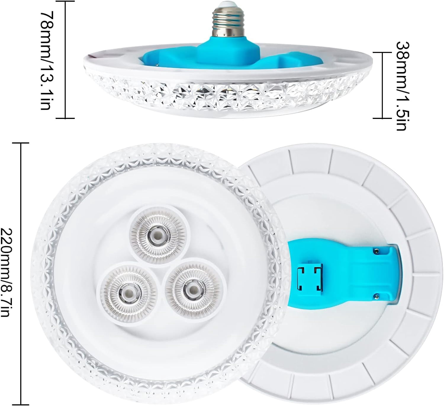 OUSIDE LED Ceiling Light 48W,E27 LED Ceiling Light RGB,LED Lamps Ceiling Lights,4 Light Modes,LED Ceiling Light Flat