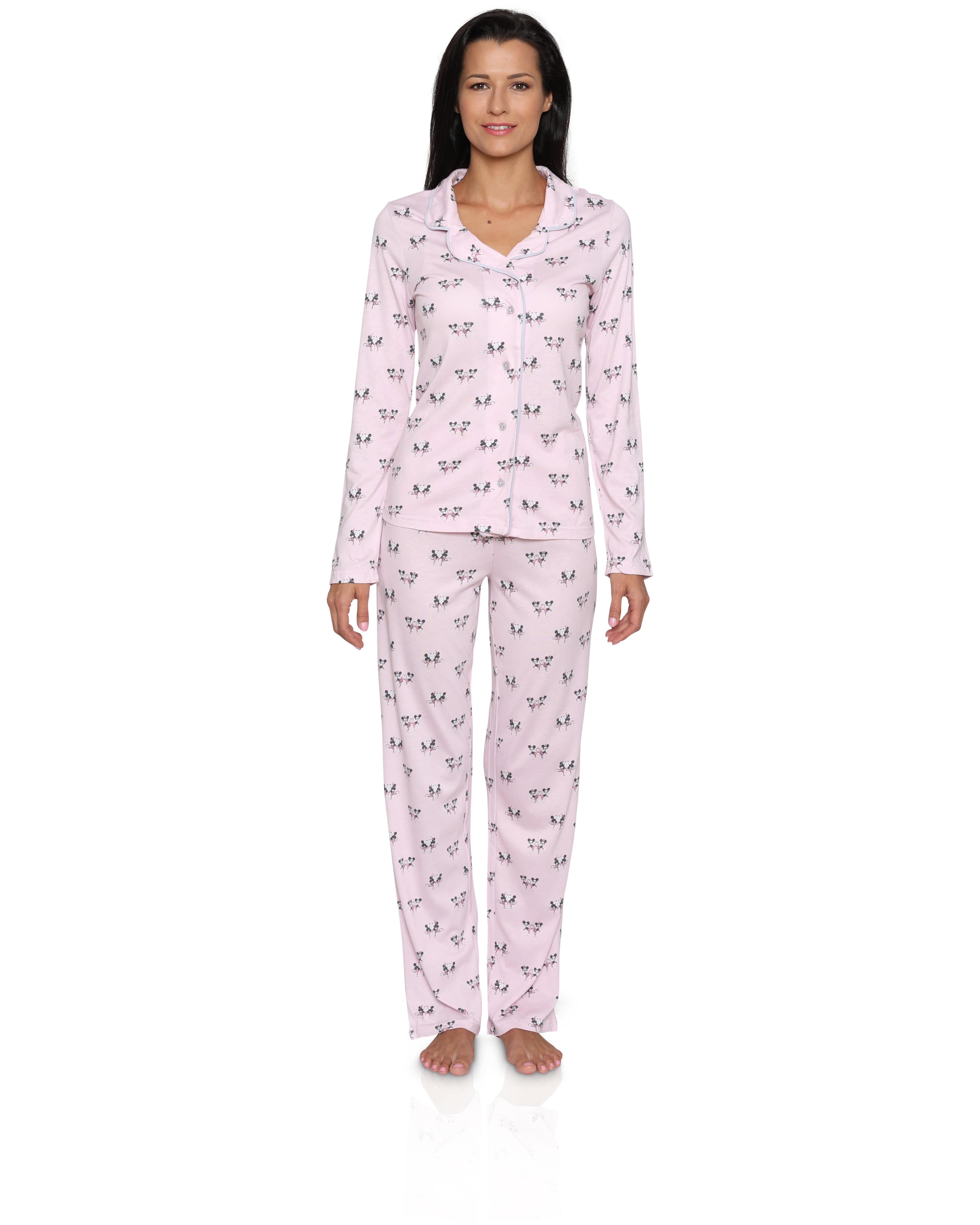 Mickey Mouse Disney Women's Pajama Long Sleeve Coat and Lounge Pants