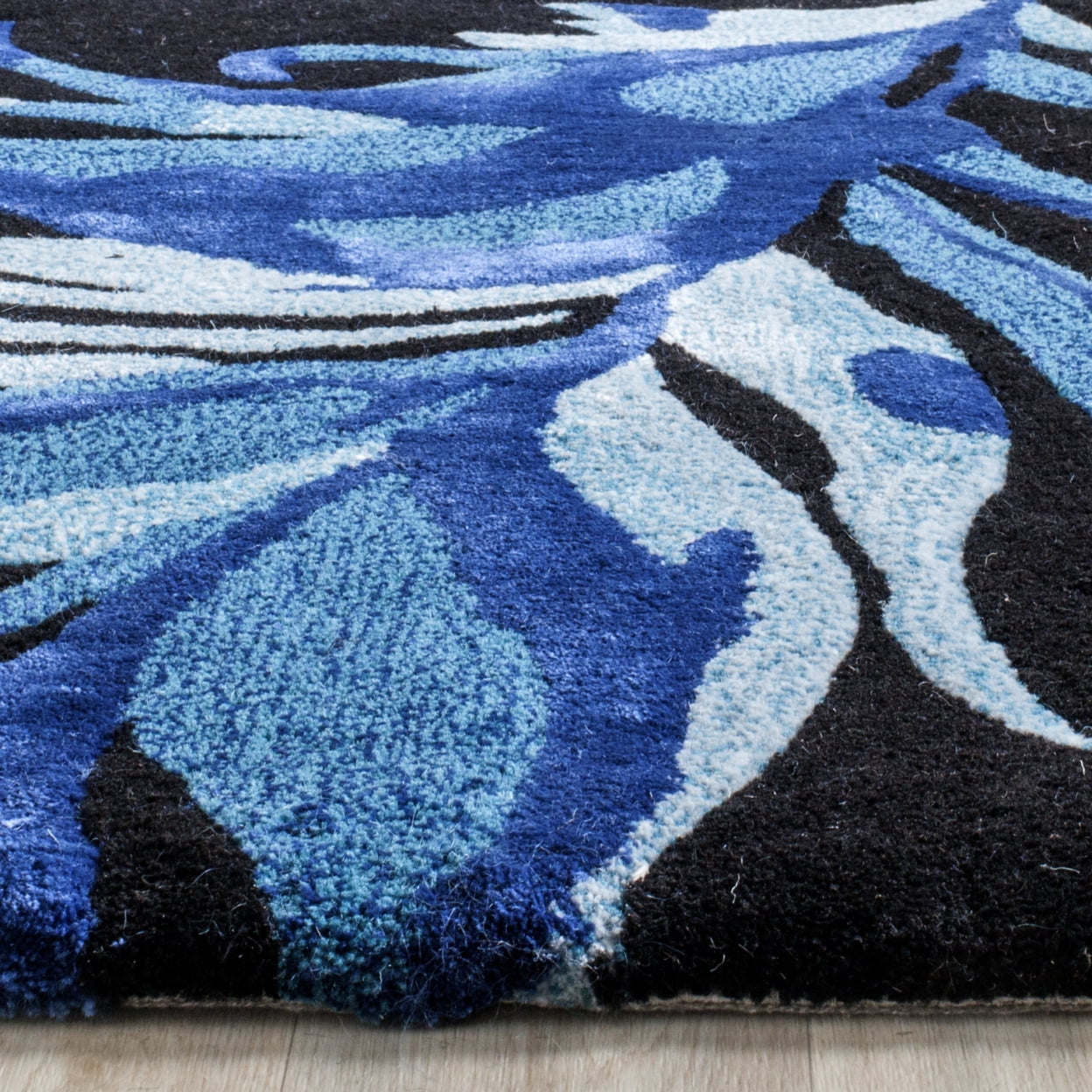 SAFAVIEH Allure Mandy Floral Wool Area Rug, Black/Blue, 8' x 10