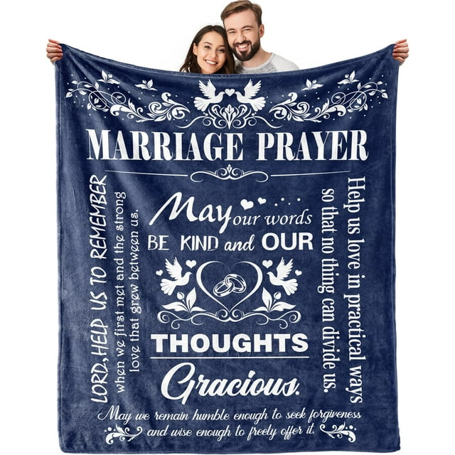 LHSHID Marriage Prayer Wedding Gifts for Newlyweds Marriage Prayer Wedding Gifts Blankets Engagement Gifts for Couples Christian Religious Prayer Quote Bridal Shower Gifts 60"x80"