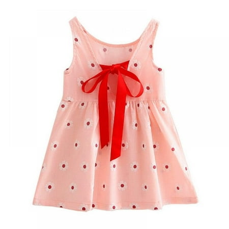 

Baby Girl Summer Dress Kids Sleeveless Printing Pattern Cotton Princess Tutu Dress Christening Gown Dress 1-5Y