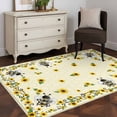 thumbnail image 4 of Sunflower Bee Washable Area Rugs 3'x5', Country Summer Floral Bee Nest Yellow Low Pile Throw Living Room Rug Non-Slip Sturdy Edge Binding Carpet for Indoor Entryway Bedside Kitchen, 4 of 9
