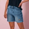 thumbnail image 4 of HomeDM Women's Denim Shorts Casual Jean Shorts for Women Trendy High Waisted Denim Summer Shorts - Blue/XS, 4 of 6