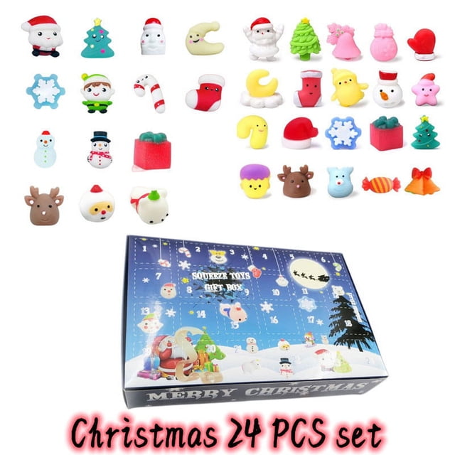 Christmas 24 Day Countdown Calendar Pinch Music Toy For Kids Tpr Squeeze Box With Cute Animal Figures