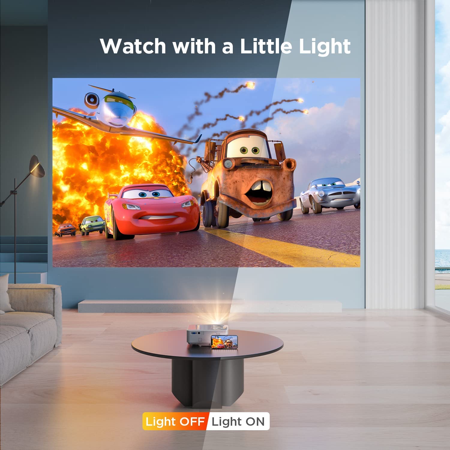WiFi Projector | HD 1080P 200" Display Supported Home Theater Projector | Portable Mini Projector for Outdoor Movie Night - image 5 of 11