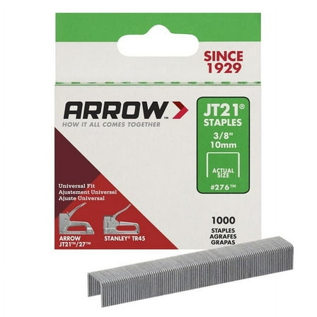 2 PC Arrow Fastener JT21 7/16 in. W x 3/8 in. L 23 Ga. Wide Crown Light Duty Staples 1000 pk (Pack of 5)