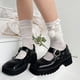thumbnail image 4 of Calcetines hasta la pantorrilla de encaje calados estilo japonés para mujer y niña, medias de satén con lazo de felpa, estilo japonés, princesa de Anime, medias de tubo medio, 4 of 4