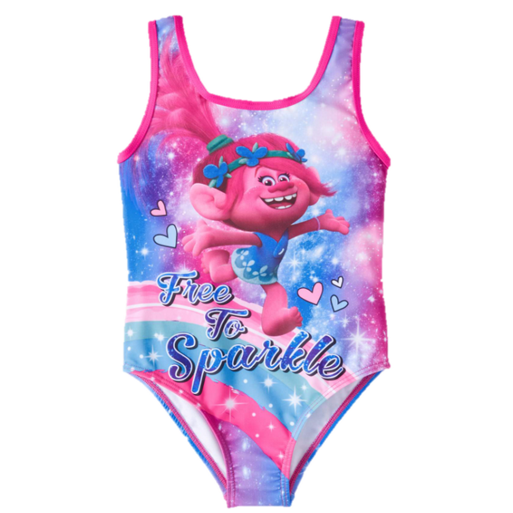 Trolls Girls Free To Sparkle One Piece Swimsuit Sizes 414 Walmart
