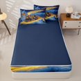 thumbnail image 4 of Castle Fairy Magical Train Zipper Twin Comforter Sets with Fitted Sheet and 2 Pillowcases,Winter Light Print Zipper Bedding Set for Bedroom,Black Gold,4-Piece,Navy Blue Reversible, 4 of 6