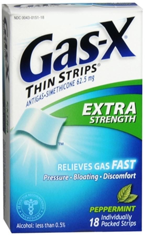 GasX Thin Strips Extra Strength Peppermint 18 Each GasX Thin Strips Extra Strength Peppermint 18 Each