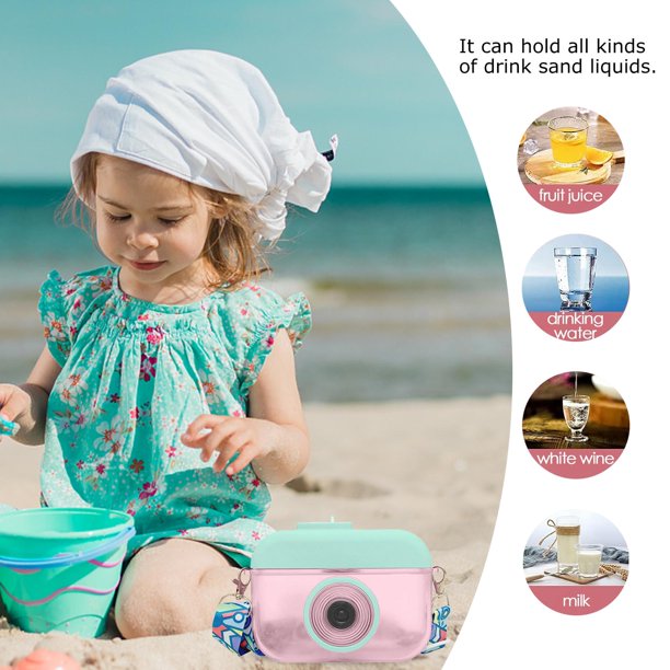 Bonitas botellas de agua con pajita en forma de cámara hervidor de agua correas ajustables para los hombros Hugtrwg Para estrenar