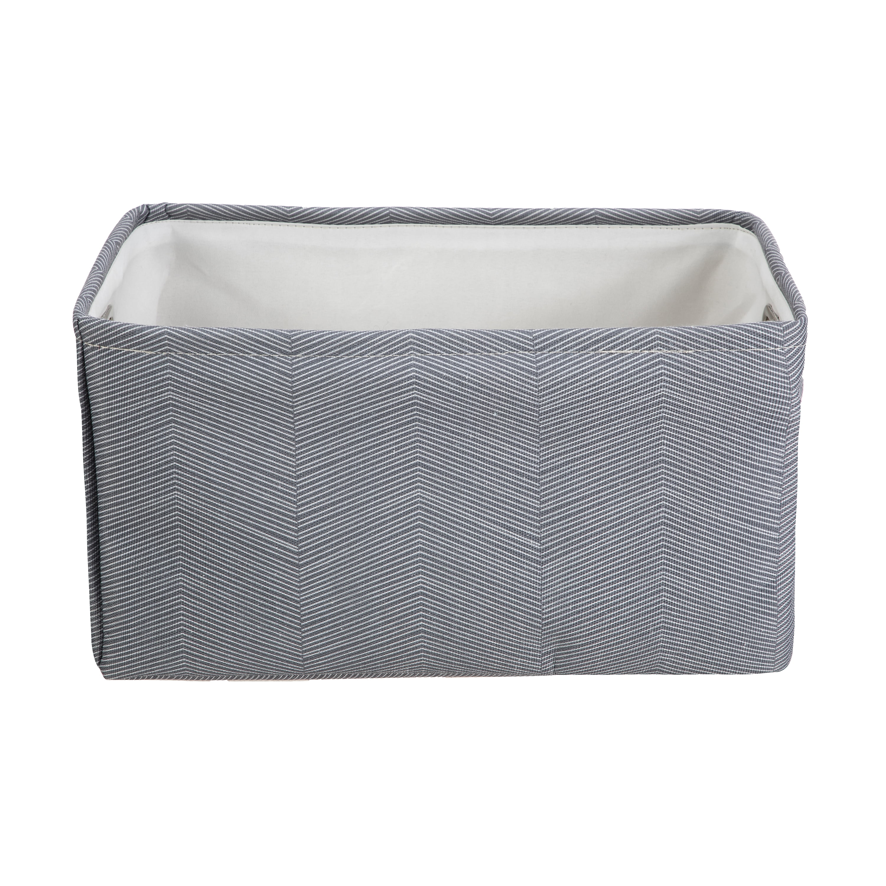 (4 pack) Mainstays Grey Herringbone Canvas Storage Basket with Handles  (图3) (4 pack) Mainstays Grey Herringbone Canvas Storage Basket with Handles  (图3)