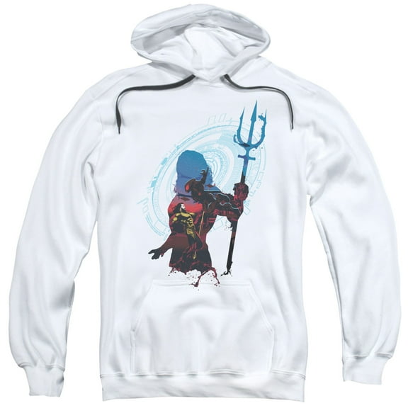 Aquaman Movie Silhouette Adult Pullover Hoodie Sweatshirt White
