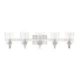 Craftmade Grace 5-Light Vanity Bath Fixture - Clear Seeded Glass, Brushed Polished Nickel, 300W, 37" Wide