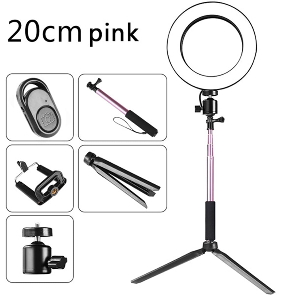 AOOOWER 14.5cm/16cm/20cm LED Ring Lamp with Tripod Stand and Selfie Stick Kit Mobile Phone Live Broadcast Selfie Fill Light Vlog Video Photography Light
