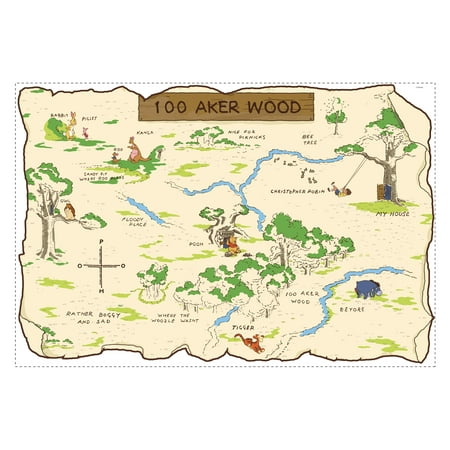RoomMates Winnie the Pooh - 100 Aker Wood Peel & Stick Map