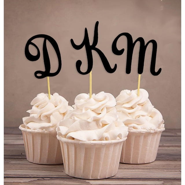 Darling Souvenir| Custom Initials Wedding Cupcake Toppers| Personalized Party Dessert Decorations - Pack Of 20