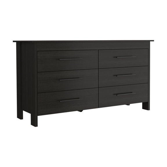 Depot E-Shop Paris 6 Drawer Double Dresser - Black