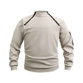 thumbnail image 2 of DODADAWANJ Mens Waffle Sweatshirts Double Inclined Zip Crewneck Pullover Big and Tall with Sleeve Pocket Sweatshirt for Vacation Workout Casual Khaki S, 2 of 9