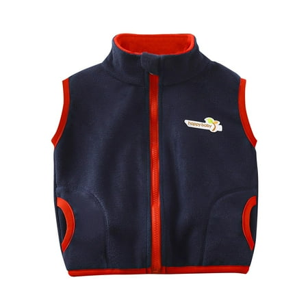 

Atogsazn Toddler Boys Girls Fleece Jacket Children Zip Up Sleeveless Tank Tops Winter Clothes for Kids A-Navy 2-3 Years on Clearance