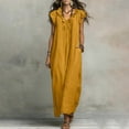 thumbnail image 3 of HADST Sleeveless V-neck Ruffle Maxi Dress with Loose Ruffle Cap Sleeves and Side-Seam Pockets, 3 of 8