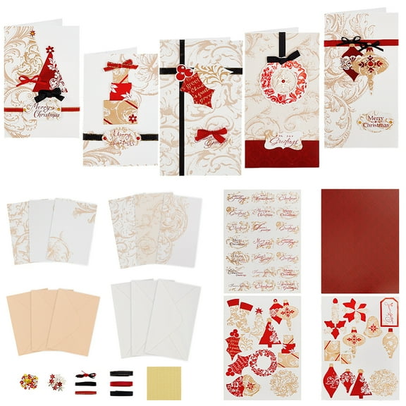 1 Set DIY Paper Christmas Greeting Card Making Kit Mixed Color 175x130x0.5mm