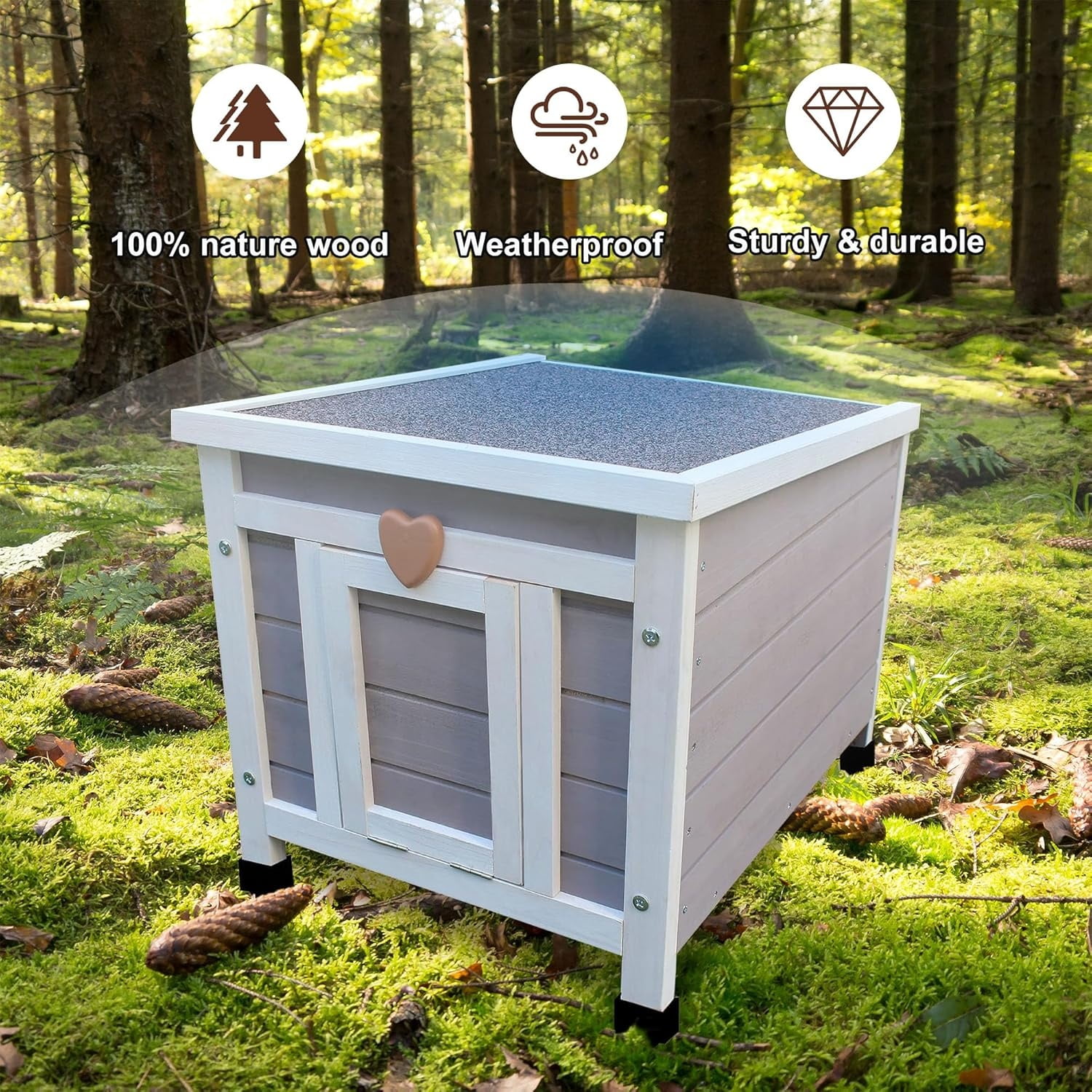 Outdoor Cat House,Outdoor cat Houses for Feral Cats Weatherproof Rabbit Hutch Small, Wooden Small Pet House and Habitats