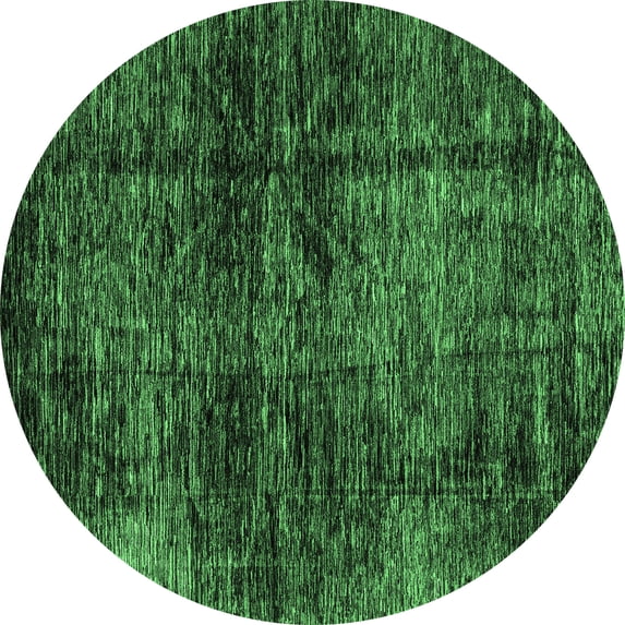Ahgly Company Indoor Round Abstract Emerald Green Modern Area Rugs, 6' Round