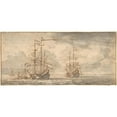 thumbnail image 2 of Willem van de Velde the Younger 14x9 Gold Ornate Wood Frame and Double Matted Museum Art Print Titled - Dutch Ships at Anchor (Mid-17th-Early 18th Century), 2 of 4