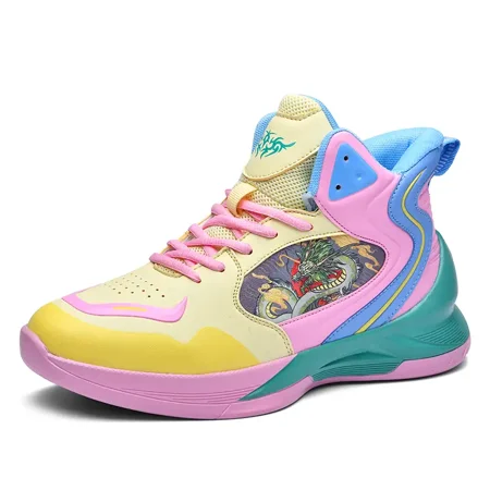 

Women‘s Dragon Print Mesh Sneakers High Top Lace Up Shock-Resistant Casual Shoes Women‘s Sport Running Footwear