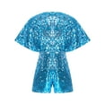 thumbnail image 2 of Xnihocha Combinaison à Sequins Scintillants pour Filles - Col en V Manches Courtes pour Fête Performance Bleu Clair 8, 2 of 4