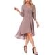 thumbnail image 4 of INSPIRAR CHIC WOMLAYOUT Vestido de gasa para mujer con mangas largas transparentes, vestido de cóctel midi, S Gris Rosa, 4 of 5