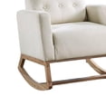 thumbnail image 4 of Clair Rocking Chair- Natural  Brown Solid Wood- Beige Button Tufted, 4 of 5