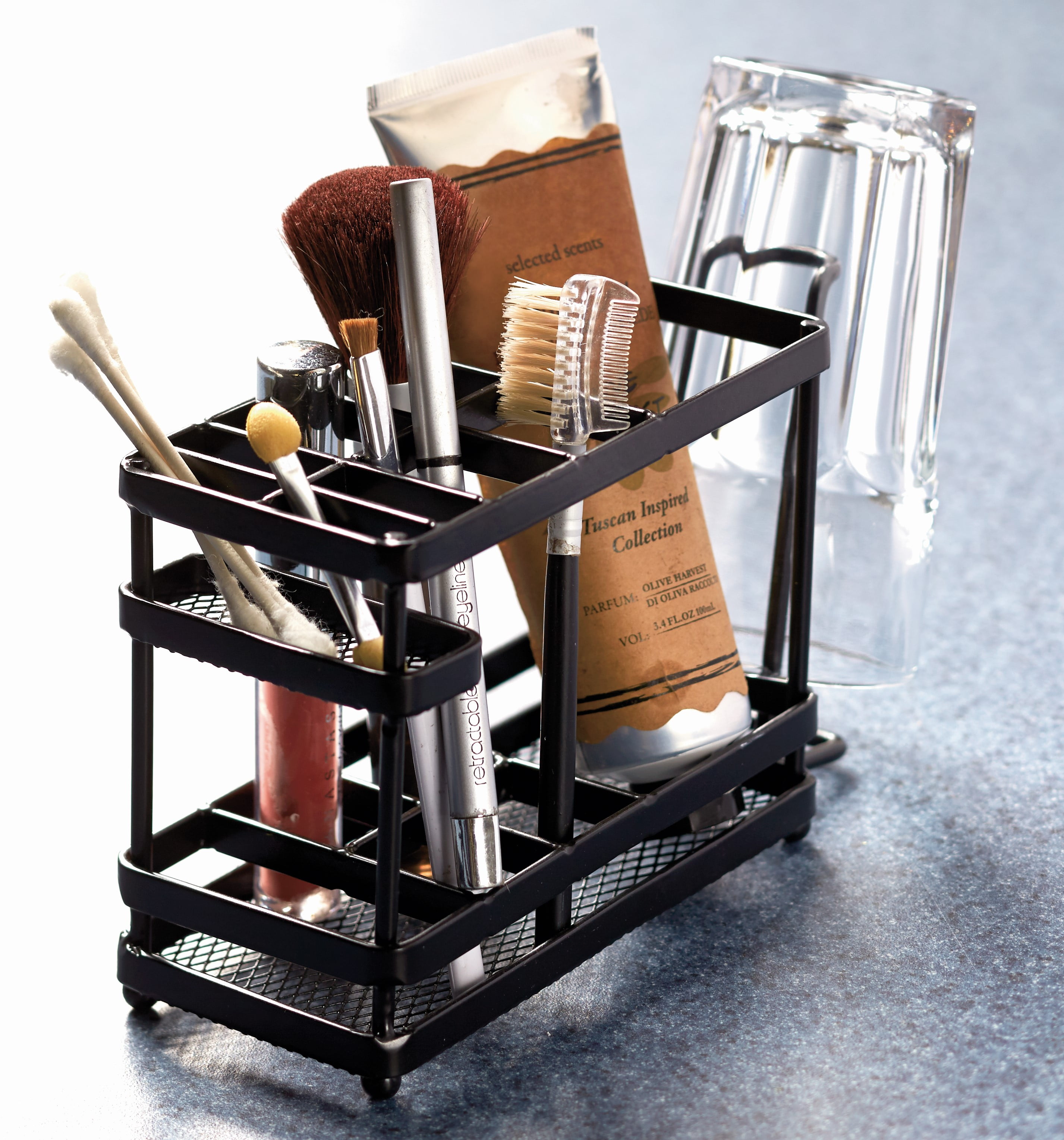 Metal Bathroom Countertop Organizer and Storage Tray Black