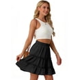 thumbnail image 6 of Women's Bohemian Skirt with Built-in Shorts, Tiered Ruffle Flowy Mini Skirt, Casual Beach Skirt for Vacation, Summer and Festival,Black,L, 6 of 6