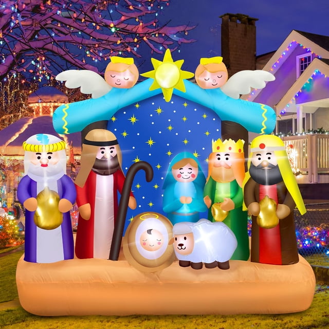 Belén inflable navideño Mukum de 2,1 m con luces LED