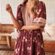 thumbnail image 5 of Vestido largo de dama Cómodo Bohemio Suelto Media manga Fiesta Clubwear Ropa de playa Traje Hugtrwg Para estrenar, 5 of 7