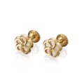 thumbnail image 1 of GIALLO | Aretes de oro 14K broquel Flor oro amarillo y madre perla GIALLO Para bebés, niñas y mujeres, 1 of 5